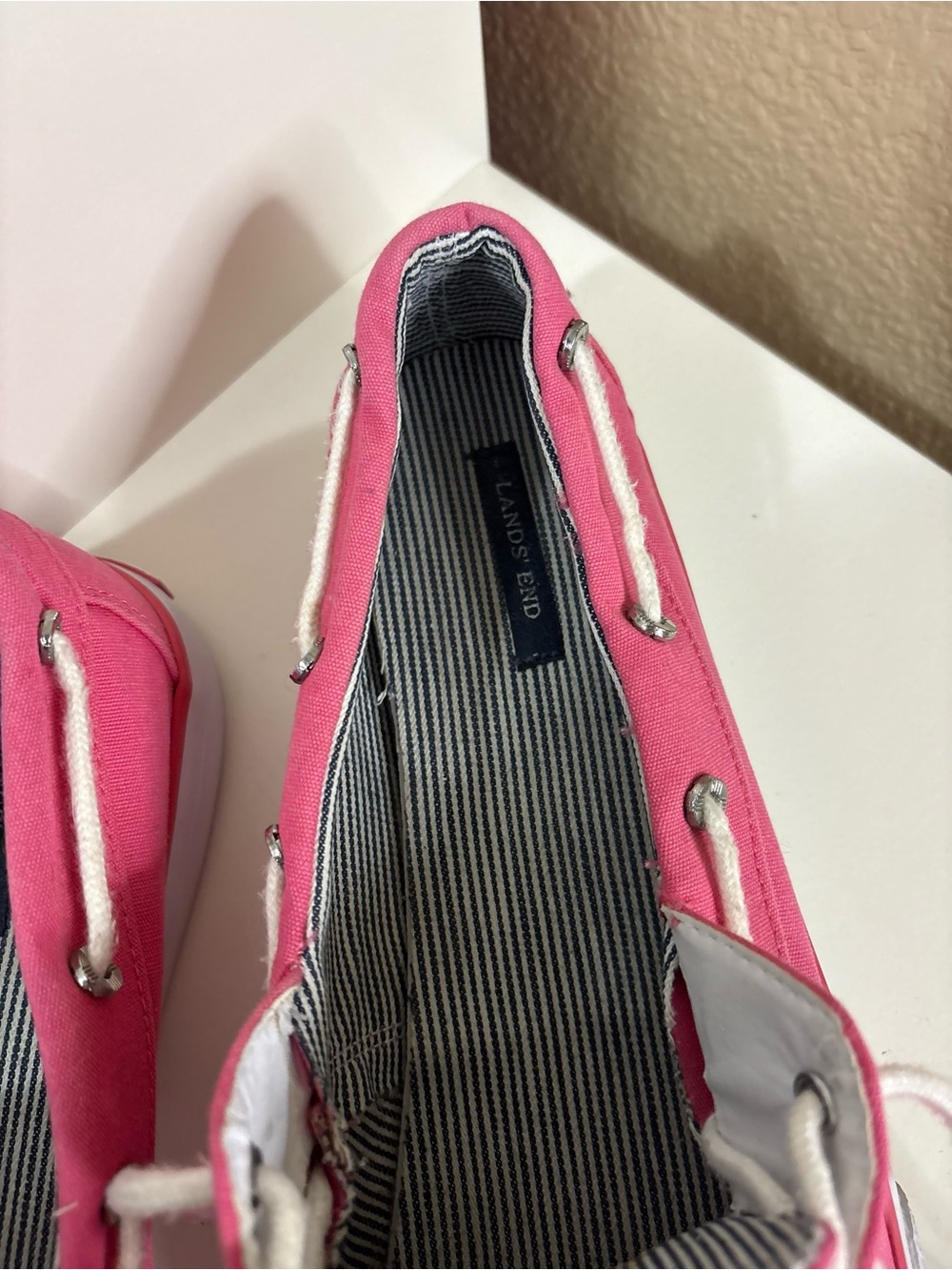 Lands’ End Pink Canvas Boat Shoes Nautical Deck Shoes Women’s 11B - Picture 3 of 10